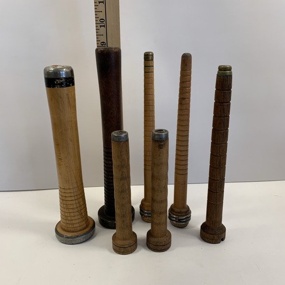 7 Vtg Industrial Brown Wood Textile Spools Rustic Primitive Farmhouse Home Decor - Picture 2 of 8
